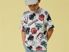 Name It t-shirt navy blazer with Minecraft print